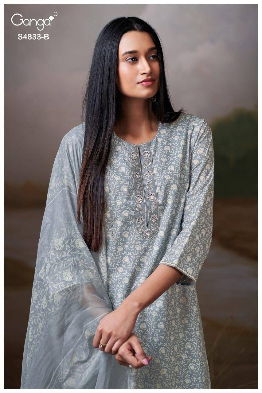 ILYNDRA 4833 By GANGA 4833A To 4833D Series Beautiful Festive Suits Colorful Stylish Fancy Casual Wear PREMIUM COTTON Dresses At Wholesale Price